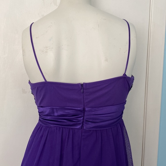 Stunning Beaded Empire Waist Purple Cocktail Dress - Picture 5 of 6